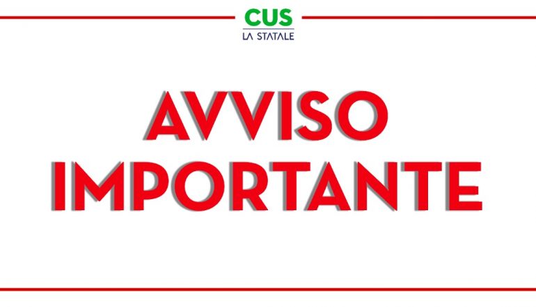 CUS Statale: tutti i CUS Point chiusi fino al 22 Novembre